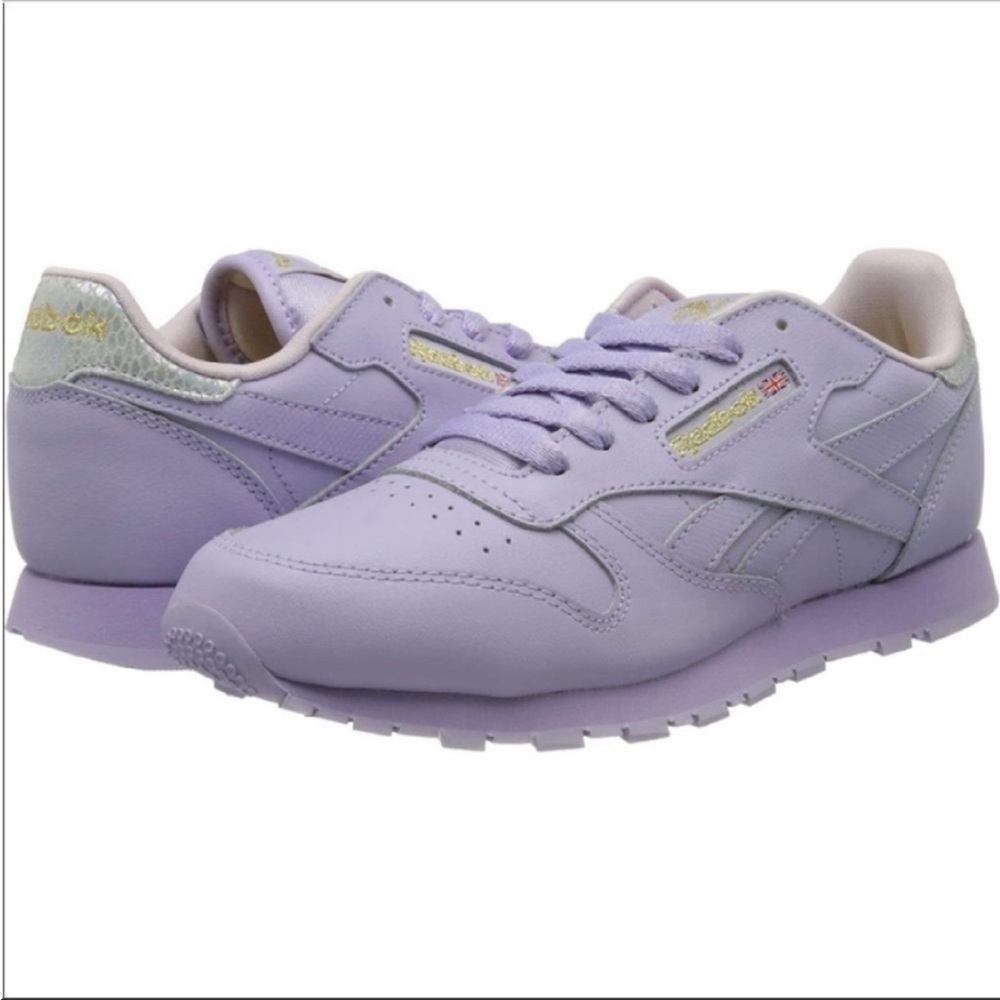 Reebok Classic Leather Metallic Sneakers Purple Retro 90’s Y2k Size 6 Street - Picture 2 of 16
